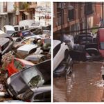 Kolase banjir besar di Spanyol. Foto: Istimewa