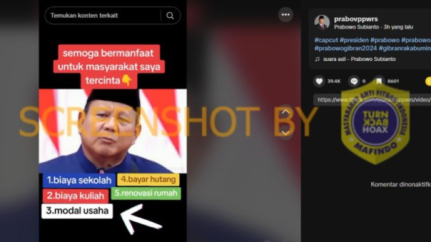 Tangkapan layar Presiden Prabowo bakal bantu lunasi utang. Foto: Istimewa