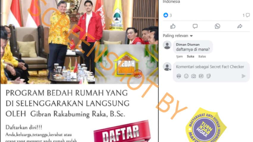 Tangkapan layar program bedah rumah Wapres Gibran